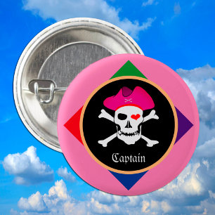 Kapitein & Piraten Vlag - Schateiland /feest Ronde Button 3,2 Cm