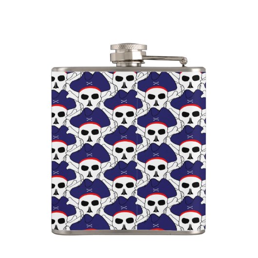 Kapitein & Pirates schedel, piratenvlag/schat Heupfles (Achterkant)