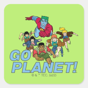 Kapitein Planet en de Planeteers - Ga Planet! Vierkante Sticker
