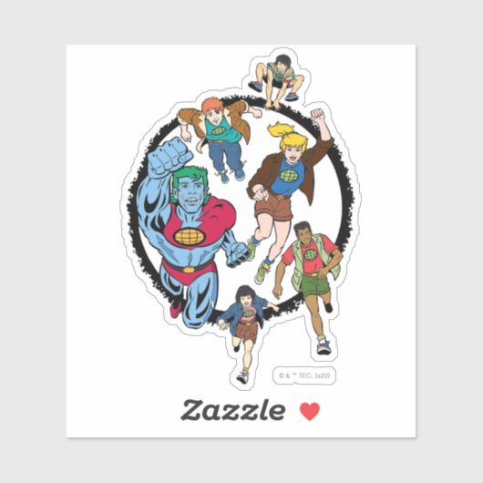 Kapitein Planet en Planeteers Circle Graphic Sticker (Vel)