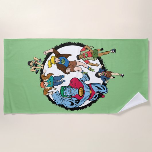 Kapitein Planet en Planeteers Circle Graphic Strandlaken (Voorkant)