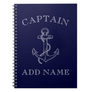 Kapitein Sailor Nautical Anchor, gepersonaliseerd Notitieboek