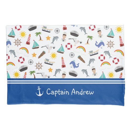 Kapitein Sailor Nautical van Young Boy Kussensloop (Voorkant)