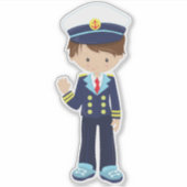 Kapitein, schipper, klettenjongen, bruine haar sticker (Voorkant)