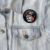 Kapitein Skull Pirate Ronde Button 5,7 Cm (In situ)