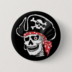 Kapitein Skull Pirate Ronde Button 5,7 Cm