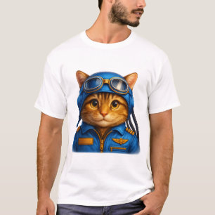 "Kapitein Snorharen" - Cute Pilot Kat T-shirt