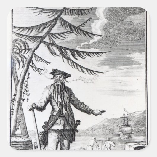 Kapitein Teach, gewoonlijk Blackbeard genoemd Vierkante Sticker (Voorkant)