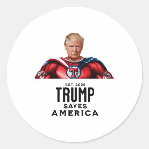 Kapitein Trump redt Amerika Ronde Sticker