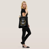 Kapitein Uw Boat Naam Anchor Gold Laurel Black Draagtas (Op model)