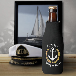 Kapitein Uw Boat Naam Anchor Gold Laurel Black Flesjeskoeler