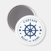 Kapitein Uw Boat Naam schip Scheepswerf Helm Navy  Magneet (Voorkant / Achterkant)
