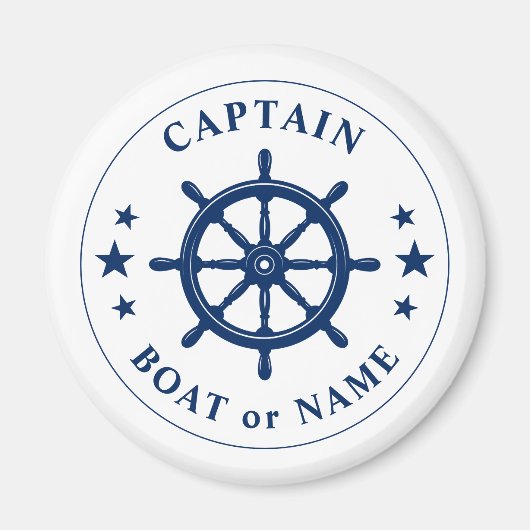 Kapitein Uw Boat Naam schip Scheepswerf Helm Navy  Magneet (Voorkant)