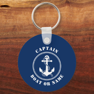 Kapitein van Boat Anchor Rope Naam Foto Achterzeem Sleutelhanger