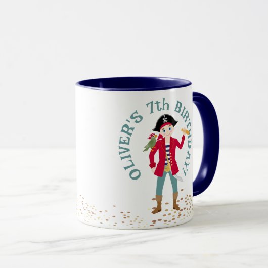 Kapitein van het Pirate Ship Verjaardagsfeest Mok (Voorkant rechts)