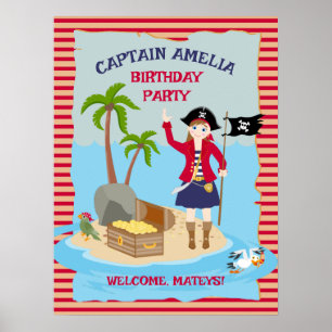 Kapitein van het Pirate Ship Verjaardagsfeest Poster