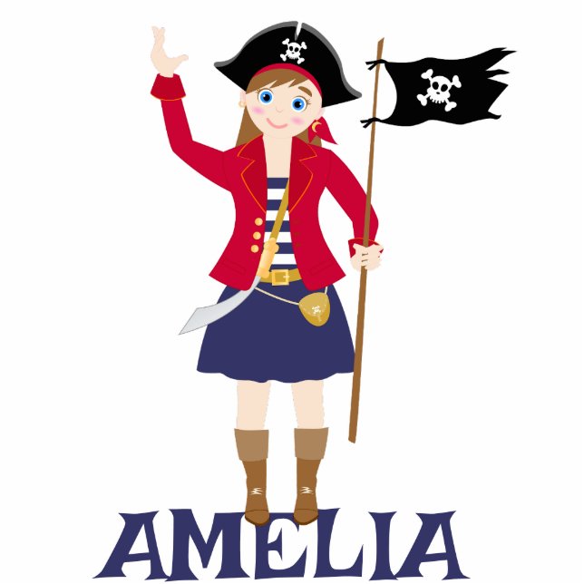 Kapitein van het Pirate Ship Verjaardagsfeest Staand Fotobeeldje (Voorkant)