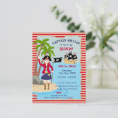 Kapitein van het Pirate Ship Verjaardagsfeest Uitnodiging Briefkaart (Staand voorkant)