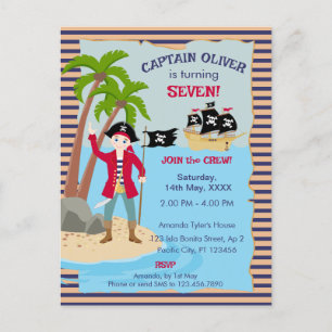 Kapitein van het Piratenschip Verjaardagsfeestje Uitnodiging Briefkaart