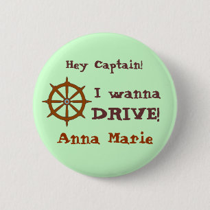Kapitein w naam ronde button 5,7 cm