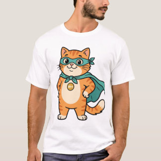 Kapitein Whiskerton – Schattige Superheld Oranje T T-shirt