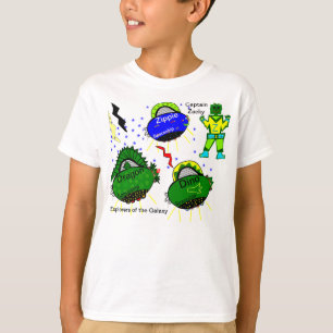 Kapitein Zacky Blauwe Vis Draak Dino Ruimteschepen T-shirt