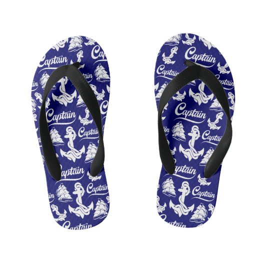 Kapitein Zeilboot Anker Scheepvaart Design Kinder Teenslippers (Voetbed)