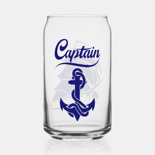 Kapitein Zeilboot Anker Zeevaart Design Blikvorm Glas