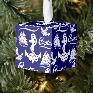 Kapitein Zeilboot Anker Zeevaart Design Kubus Ornament