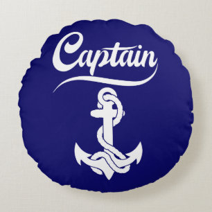 Kapitein Zeilboot Anker Zeevaart Design Rond Kussen