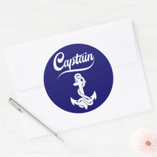 Kapitein Zeilboot Anker Zeevaart Design Ronde Sticker