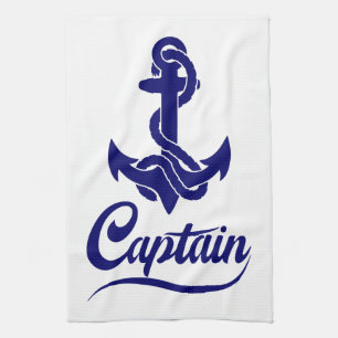 Kapitein Zeilboot Anker Zeevaart Design Theedoek