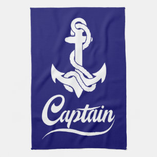 Kapitein Zeilboot Anker Zeevaart Design Theedoek