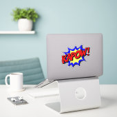 Kapow! Retro Comic Sticker Blast (Laptop op bureau)