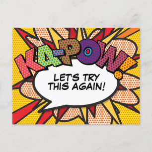 KAPOW Uitgesteld Datumwijziging Stripboek Pop Art Aankondigingskaart