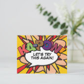 KAPOW uitgesteld verandering van datum stripboek P Briefkaart (Staand voorkant)