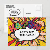 KAPOW Uitgestelde datumwijziging Stripboek Pop Art Aankondigingskaart (Voorkant / Achterkant)