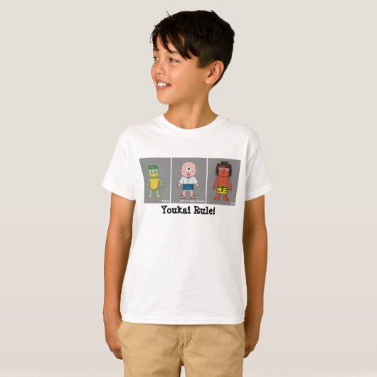 Kappa, Hitotsume-kozo en Oni-Cartoon Yokai T-shirt (Voorkant volledig)