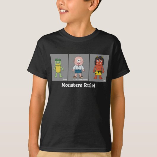 Kappa, Hitotsume-kozo en Oni-Cartoon Yokai T-shirt (Voorkant)