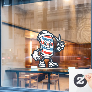Kapper Cartoon Kapperspaal Karakter Raamsticker