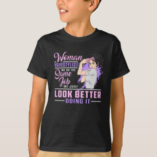Kapper Haar Stylist Barber Vrouw Job Gift T-shirt