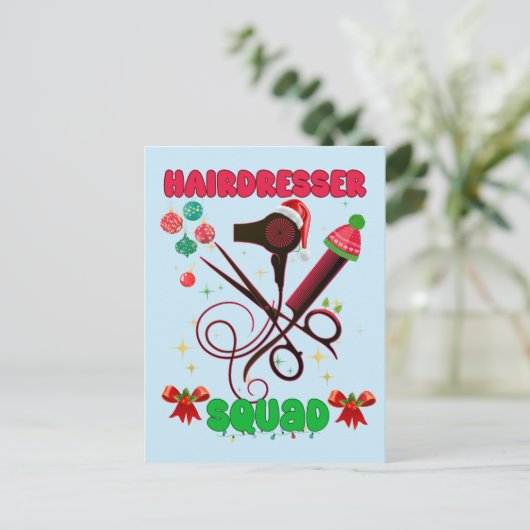 Kapper Kerst Squad Haar Salon Grappig Briefkaart (Staand voorkant)