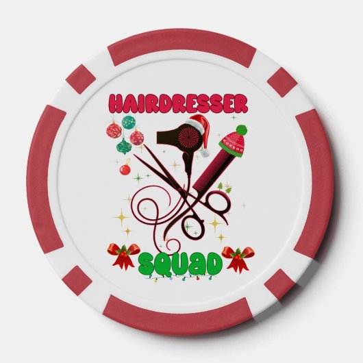 Kapper Kerst Squad Haar Salon Grappig Poker Chips (Achterkant)