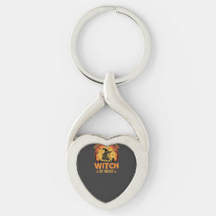 Kapper Overdag Heks 's Nachts Halloween Ontwerp Sleutelhanger
