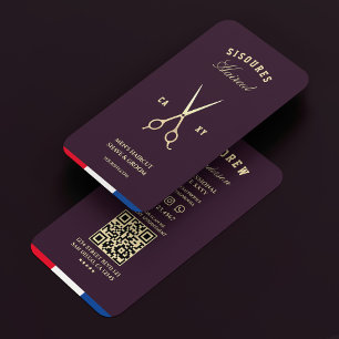 Kapper Schaar Elegant Paarse Goud Rood Wit Blauw Visitekaartje