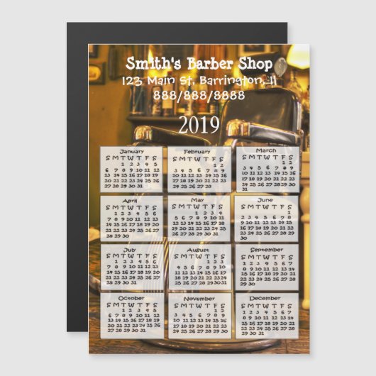 Kapper Shop Mini Kalender Magneet 2019 Magnetische Uitnodiging (Voorkant / Achterkant)