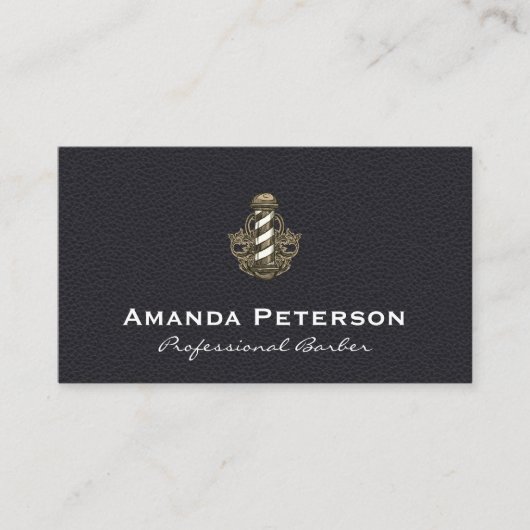  kapper streeppaal | Lederen achtergrond Visitekaartje (Voorkant)