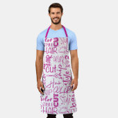 Kapper typografie roze en wit Modern Schort (Gedragen)