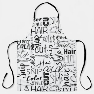 Kapper Typografie Zwart-wit Modern Schort