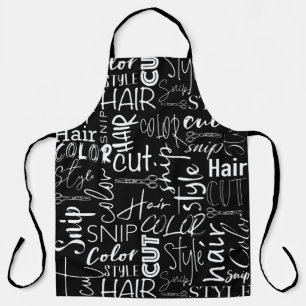 Kapper Typografie Zwart-wit Modern Schort